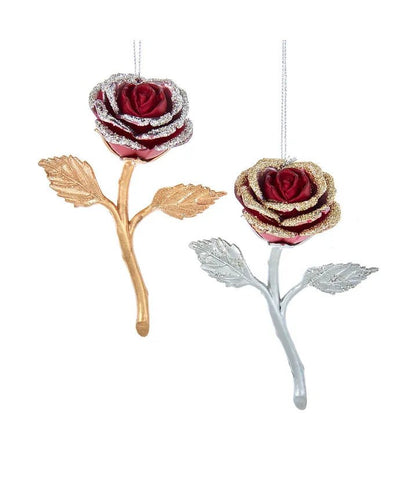 Regal Red, Platinum and Champagne Gold Rose Ornaments - Lemon And Lavender Toronto
