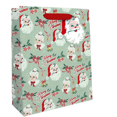 Retro Santa & Mrs.Claus Theme Gift Bag -Medium - Lemon And Lavender Toronto