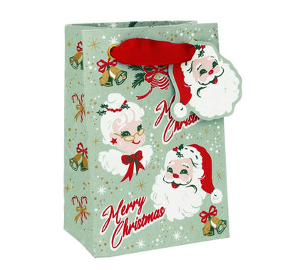 Retro Santa & Mrs.Claus Theme Gift Bag-Small - Lemon And Lavender Toronto