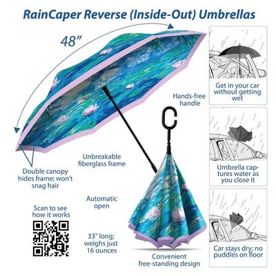 Reverse Umbrella-Monet Nympheas - Lemon And Lavender Toronto