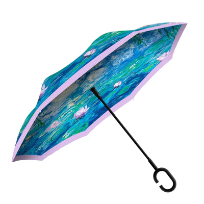 Reverse Umbrella-Monet Nympheas - Lemon And Lavender Toronto