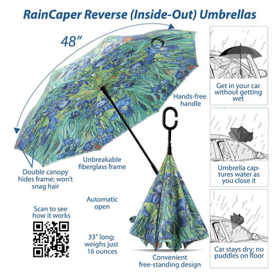 Reverse Umbrella-Van Gogh Irises - Lemon And Lavender Toronto