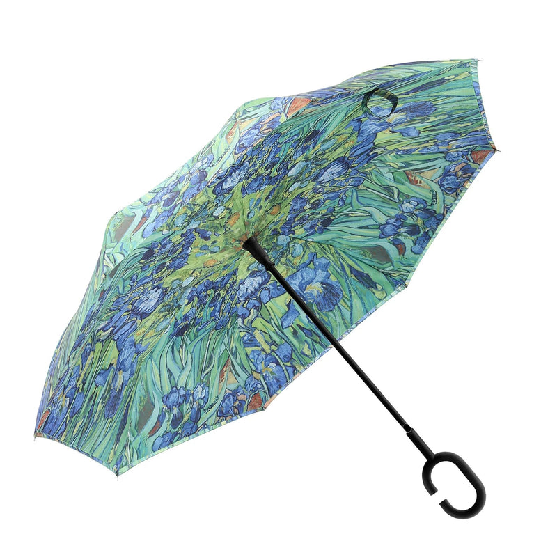 Reverse Umbrella-Van Gogh Irises - Lemon And Lavender Toronto