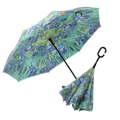 Reverse Umbrella-Van Gogh Irises - Lemon And Lavender Toronto