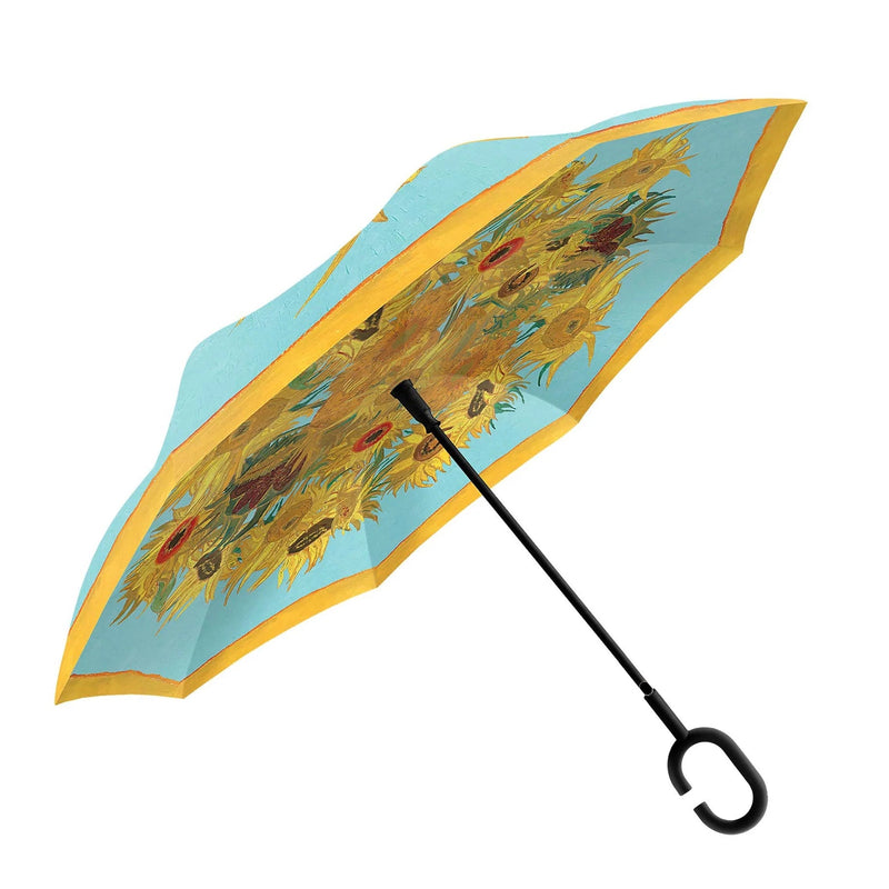 Reverse Umbrella-Van Gogh Sunflowers - Lemon And Lavender Toronto