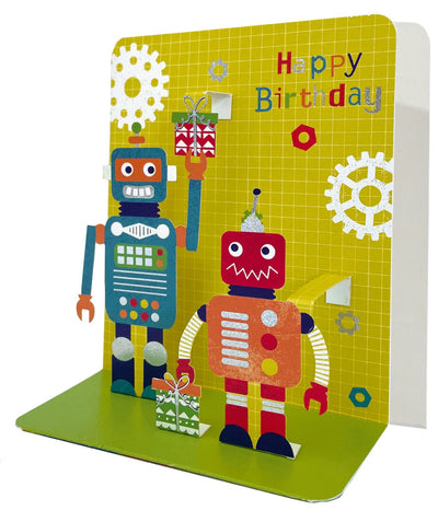 Robots Pop-up Small 3D ﻿Happy Birthday Card - Lemon And Lavender Toronto