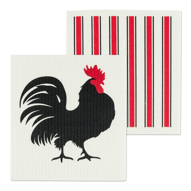 Rooster & Stripes Dishcloths. Set of 2 - Lemon And Lavender Toronto