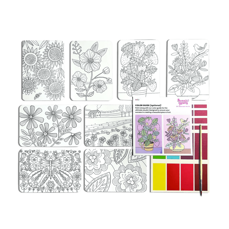 Scenic Hues DIY Watercolor Art Kit - Flowers and Gardens - Lemon And Lavender Toronto