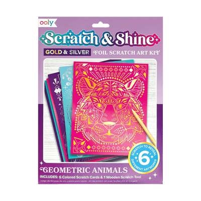 Scratch and Shine Foil Scratch Art Kit - Geometric Animals - Lemon And Lavender Toronto