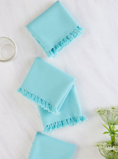 Set of 4 Aqua Cotton Napkins - Lemon And Lavender Toronto