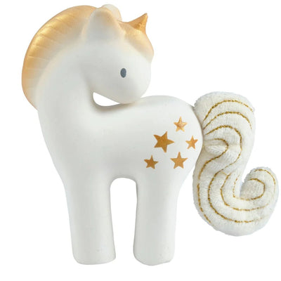 Shining Stars Unicorn Organic Natural Rubber Rattle With Crinkle Wings - Lemon And Lavender Toronto