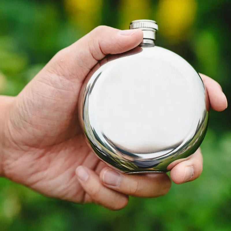 Silver Stainless Steel Round Hip Flask - Lemon And Lavender Toronto