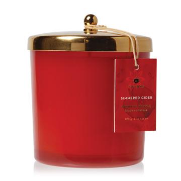 Simmered Cider Red Jar with Gold Lid - Thymes - Lemon And Lavender Toronto