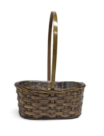 Small Wooden Basket with Handle Brown - Lemon And Lavender Toronto