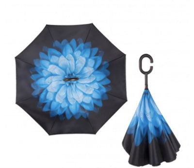 Snow Print Double Layer Inverted Umbrellas W/ C-Shaped Handle - Lemon And Lavender Toronto