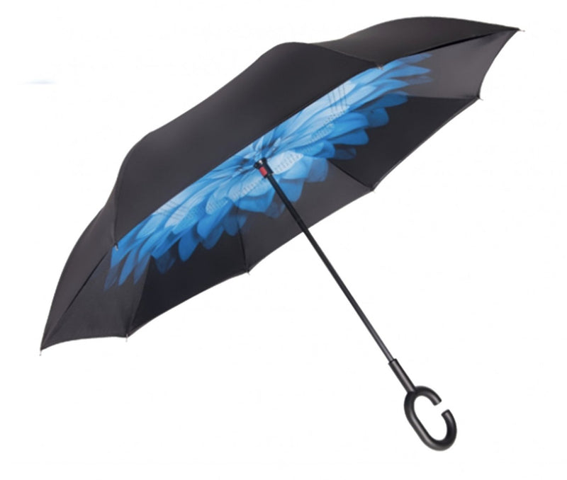 Snow Print Double Layer Inverted Umbrellas W/ C-Shaped Handle - Lemon And Lavender Toronto