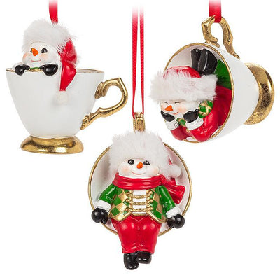 Snowman in Teacup Ornament-Each Sold Individually - Lemon And Lavender Toronto