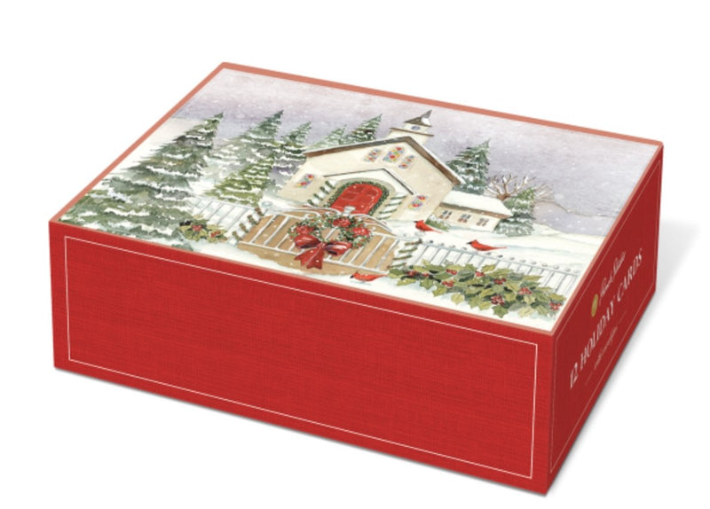 Snowy Church Boxed Holiday Cards - Set of 12 - Lemon And Lavender Toronto