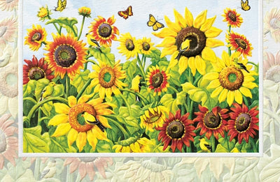Sunflowers & Goldfinches Greeting Card - Lemon And Lavender Toronto