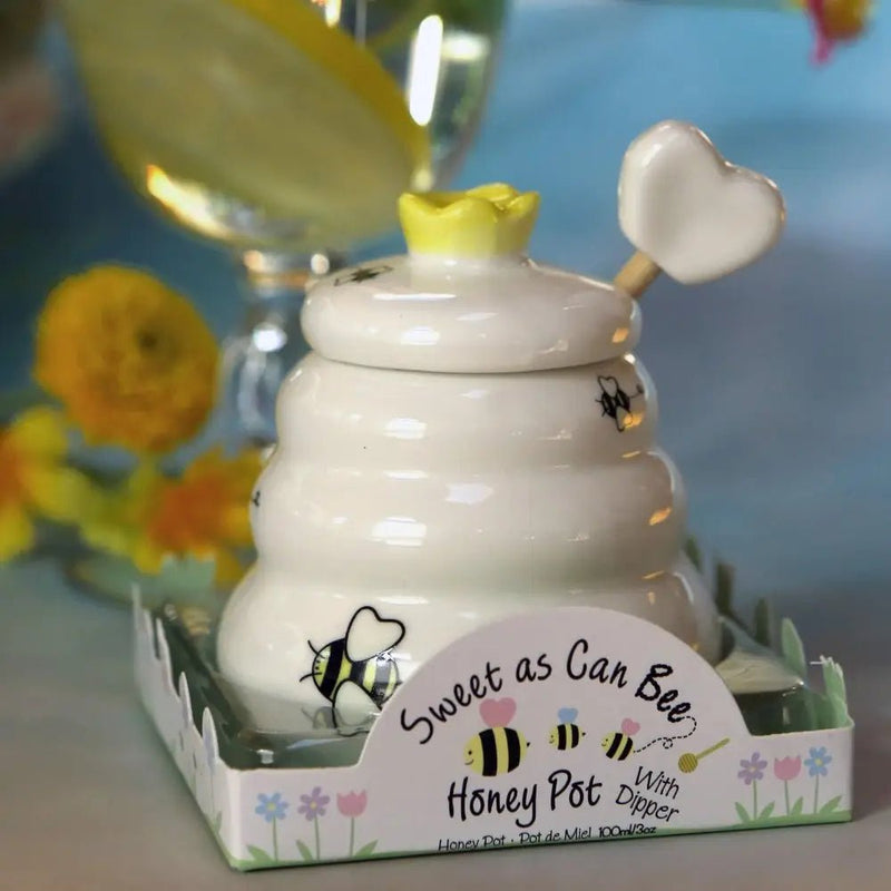 "Sweet as can Bee" Germanic Honey Pot with Wooden Dipper - Lemon And Lavender Toronto