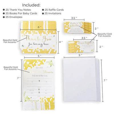 Sweet as can Bee Invitations & Thank you Card Bundle (25 Pack) - Lemon And Lavender Toronto