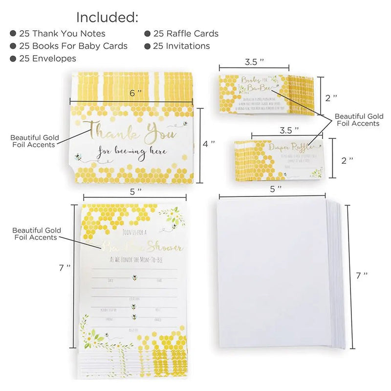 Sweet as can Bee Invitations & Thank you Card Bundle (25 Pack) - Lemon And Lavender Toronto