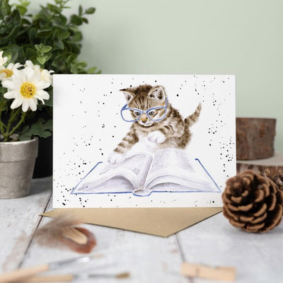 The Bookworm Cat Card - Lemon And Lavender Toronto