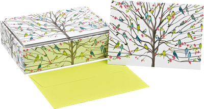 Tree of Budgies Note Cards - Lemon And Lavender Toronto