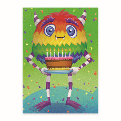 Tri Fold Birthday Card - Monster Party - Lemon And Lavender Toronto