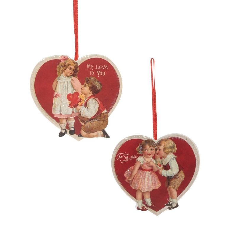 Valentine Children Dummy Board Ornament Set of 2 - Lemon And Lavender Toronto