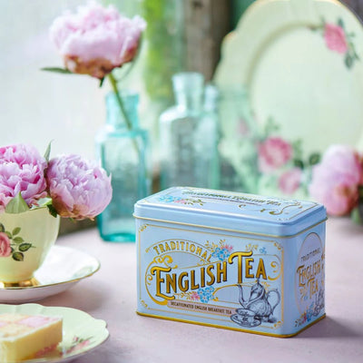 Vintage Victorian Classic Tea Tin in Powder Blue with 40 Teabags - Decaf - Lemon And Lavender Toronto