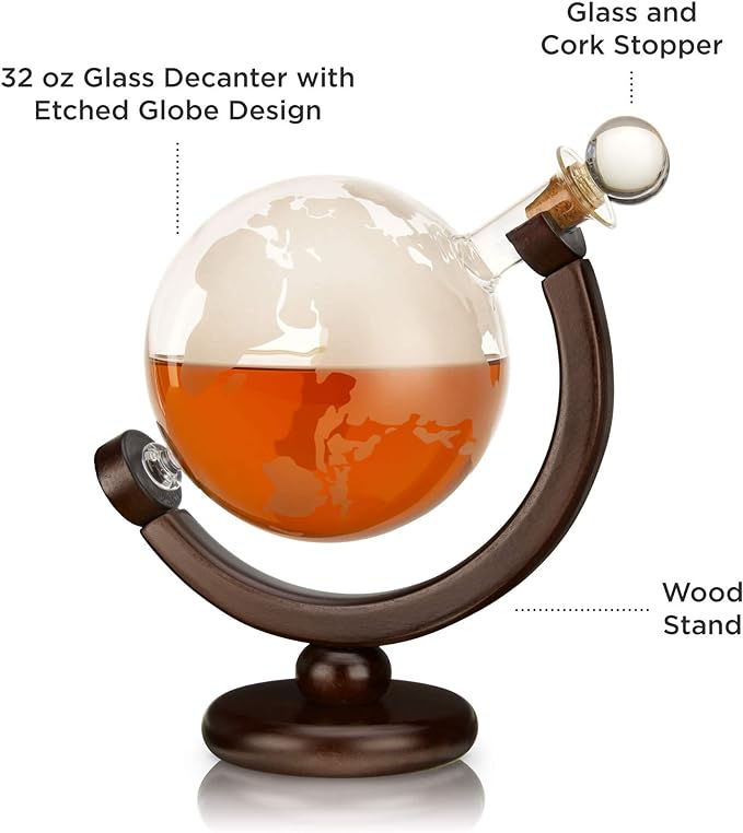 Viski Globe Decanter Etched Glass 32 oz - Lemon And Lavender Toronto