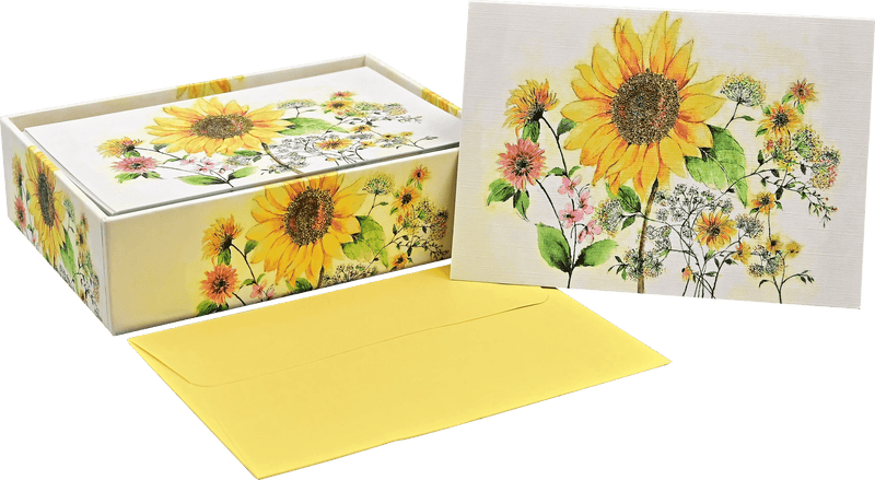 Watercolor Sunflower Note Cards - Lemon And Lavender Toronto