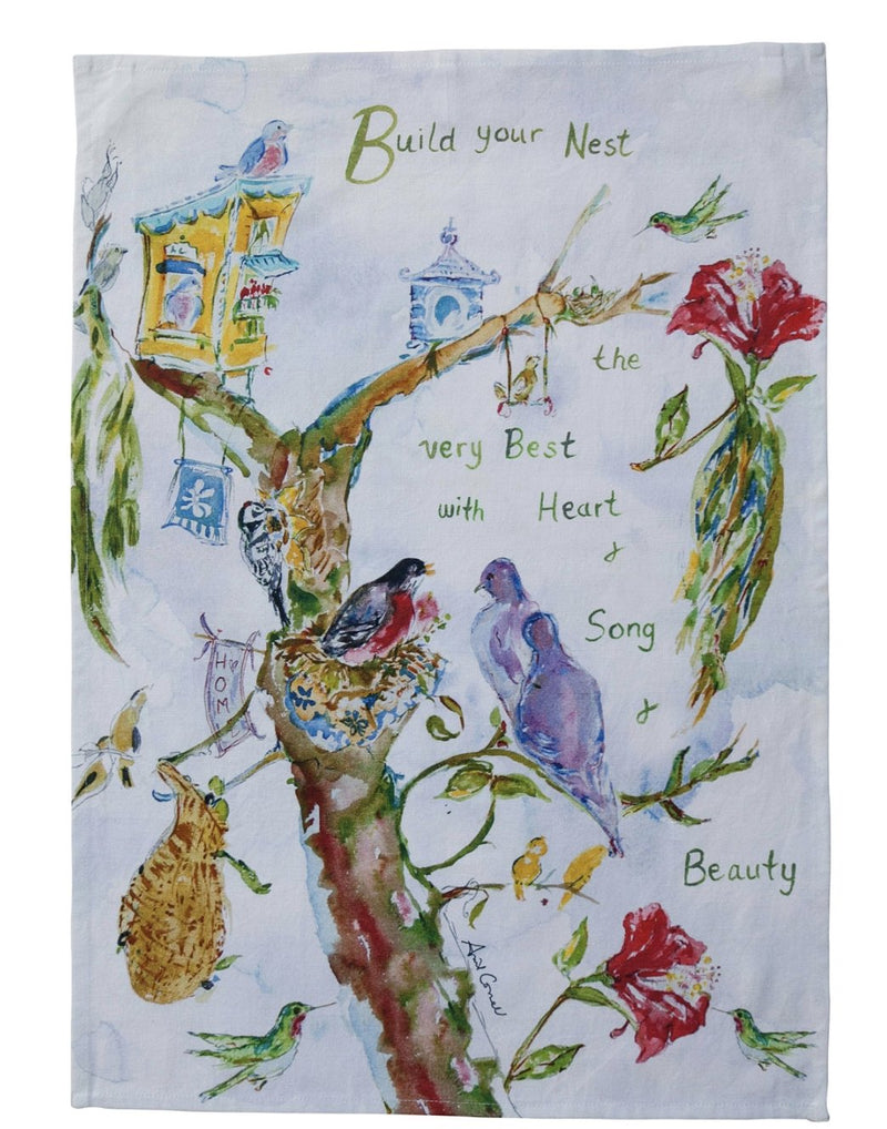Watercolour Tea Towel-Build your Nest - Lemon And Lavender Toronto