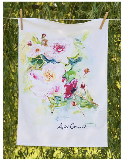 Watercolour Tea Towel- Peony - Lemon And Lavender Toronto
