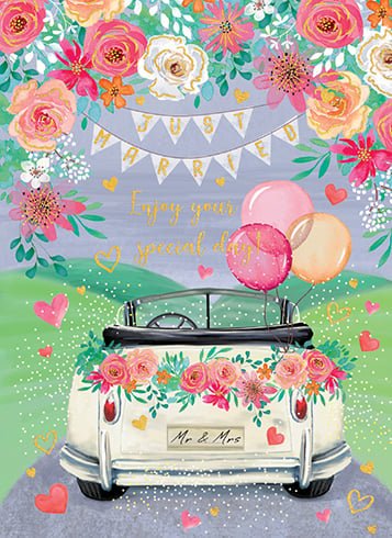 Wedding Car Just Married Card - Lemon And Lavender Toronto