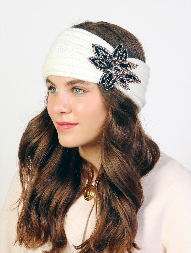 White Rhinestone knit headband. - Lemon And Lavender Toronto