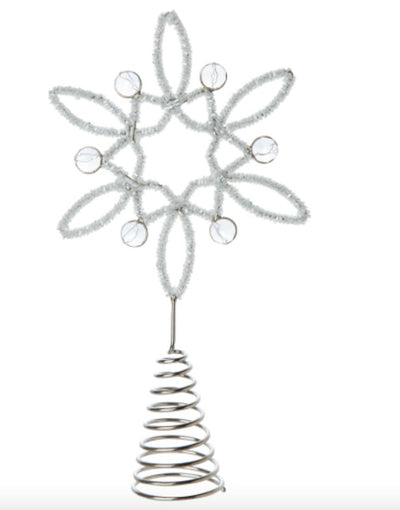 White & Silver glass beaded snowflake w/ clear crystal accents Tree Topper - Lemon And Lavender Toronto