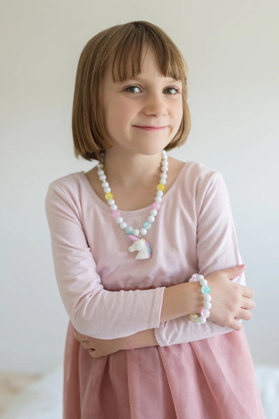 White Unicorn Necklace & Bracelet Set - Lemon And Lavender Toronto