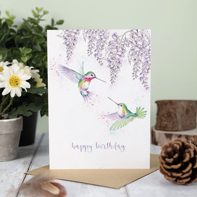 'WISTERIA WISHES' HUMMINGBIRD BIRTHDAY CARD - Lemon And Lavender Toronto