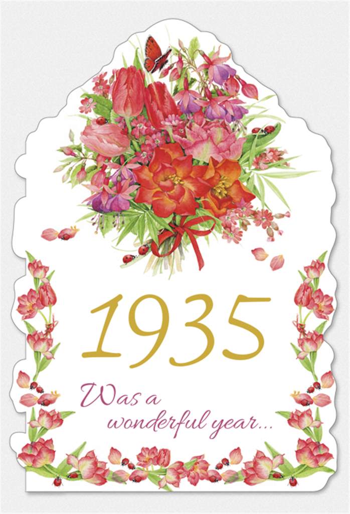 Year of Birth Card - 1935 - Lemon And Lavender Toronto