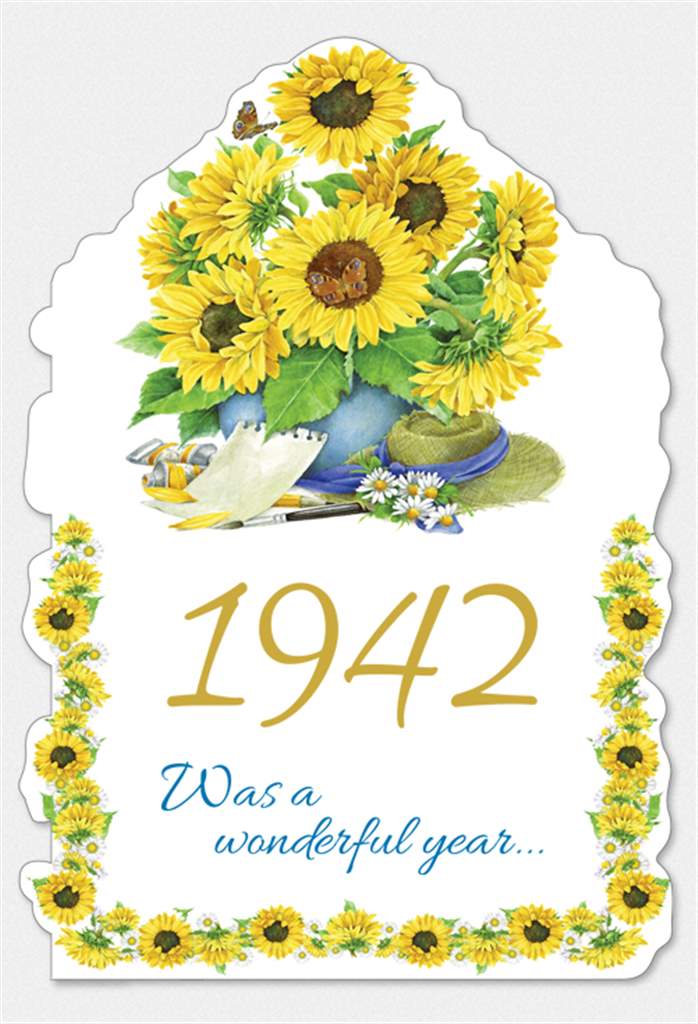 Year of Birth Card - 1942 - Lemon And Lavender Toronto