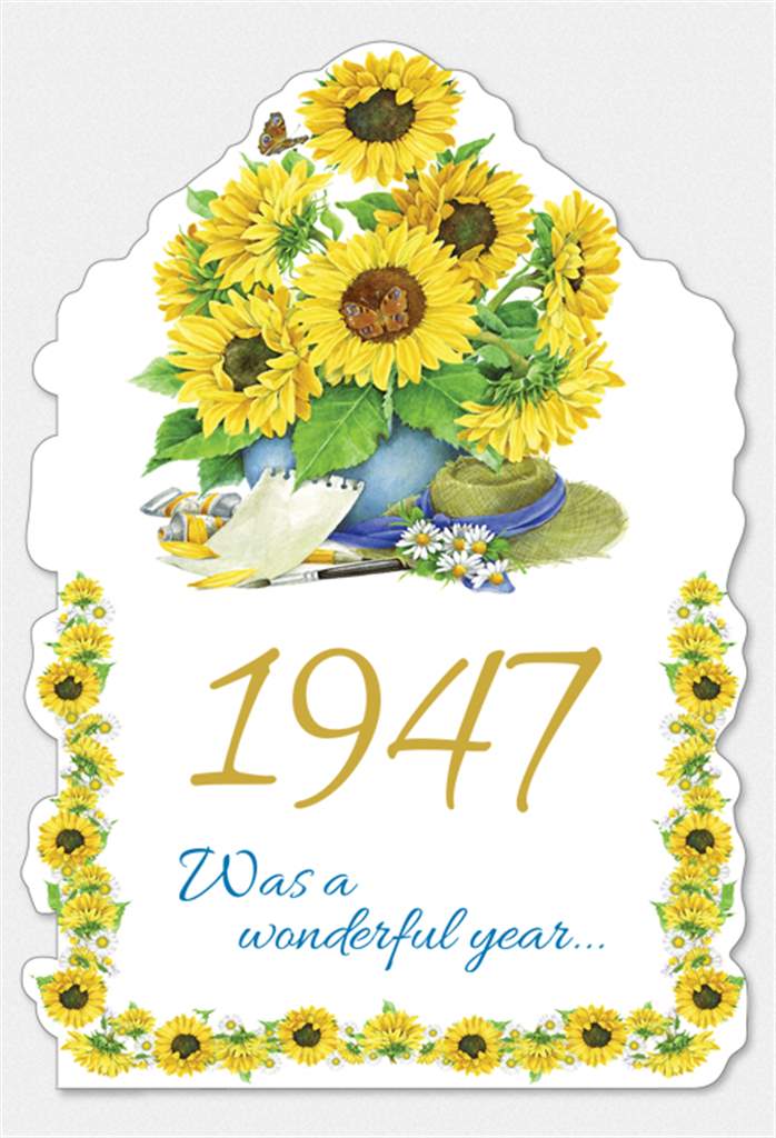 Year of Birth Card - 1947 - Lemon And Lavender Toronto